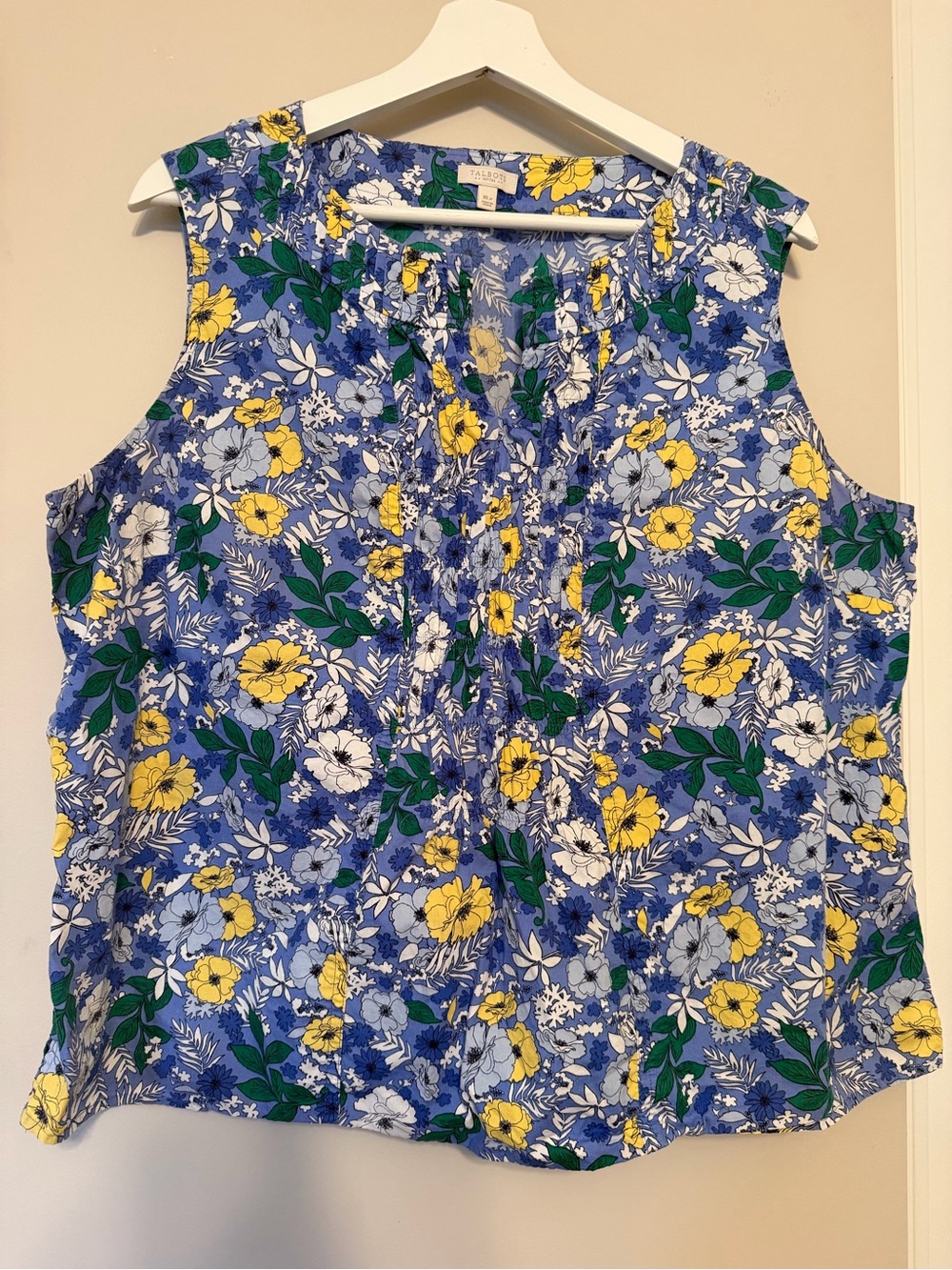Talbots Sleeveless Floral Top in Blue and Yellow